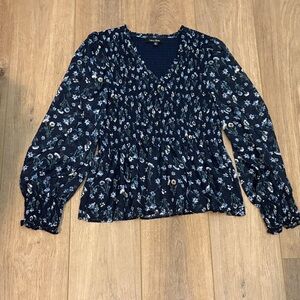 Lea & Viola Navy Floral Blouse